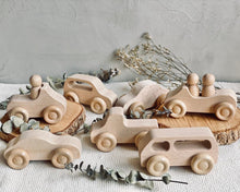 Load image into Gallery viewer, Wooden Mobile Cars - Full Set of 7 (option to add paint set)