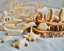 Load image into Gallery viewer, Wood carved Animal Set - Ocean (with Book option)