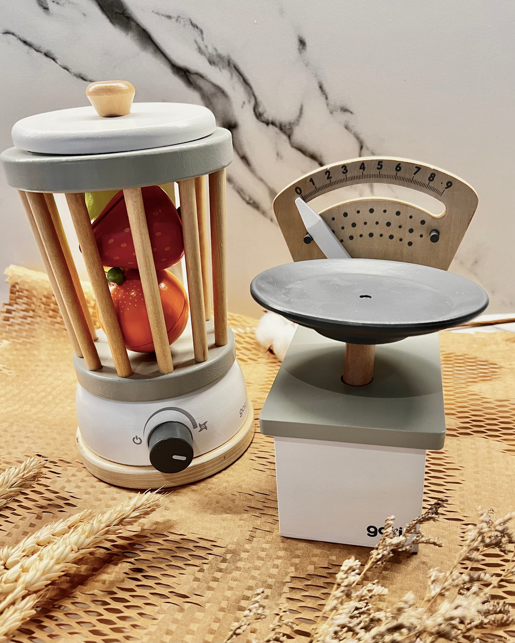 Wooden Blender with Fruits