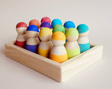 Load image into Gallery viewer, Rainbow Friends - 12 peg dolls with Tray (Rainbow/Pastel)

