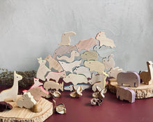 Load image into Gallery viewer, Wooden Animals and Stackers Sets - 4 Types (Dinosaurs, Forest, Farm, Ocean)
