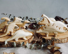 Load image into Gallery viewer, Wood carved Dinosaur Set (with book option)
