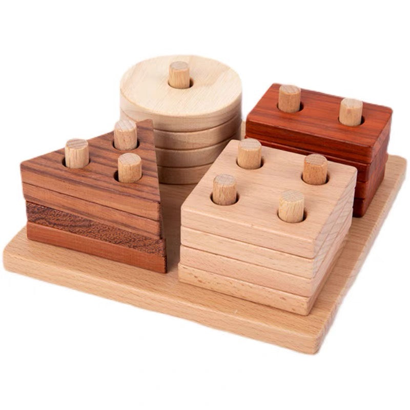 Wooden Shape Stackers (2 Types: Mixed Wood & Raw Wood)